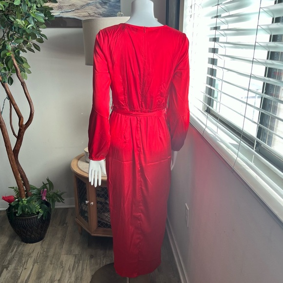 Zesica Red Wrap Style Dress - Picture 2 of 9